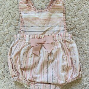 Pink Striped Baby Romper with Bow